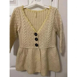 Free People Wool Peplum Cardigan